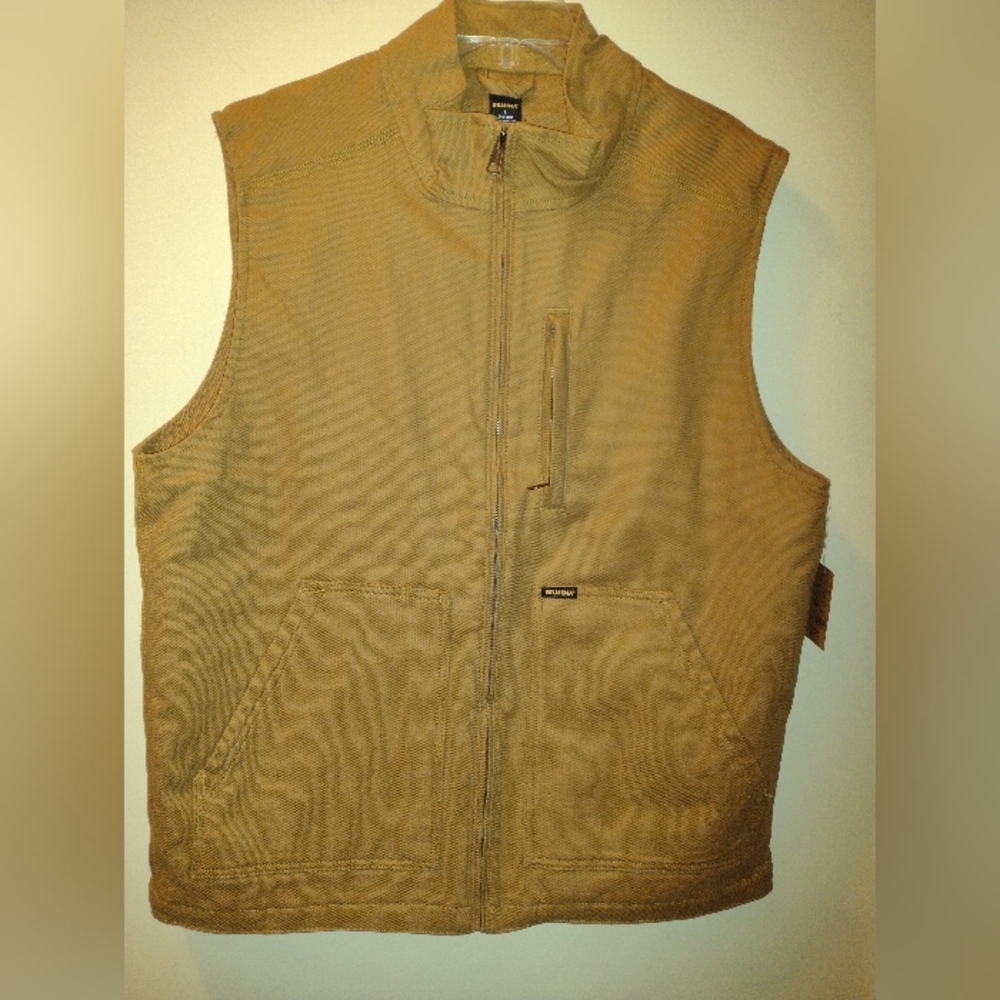 Brahma Canvas Vest Mens L Brown Full Zip Quilted Lining Insulated Pockets NWT